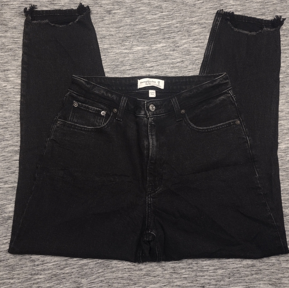 Abercrombie & Fitch Women's Black The Mom High Rise Jeans, Size 29, Like New